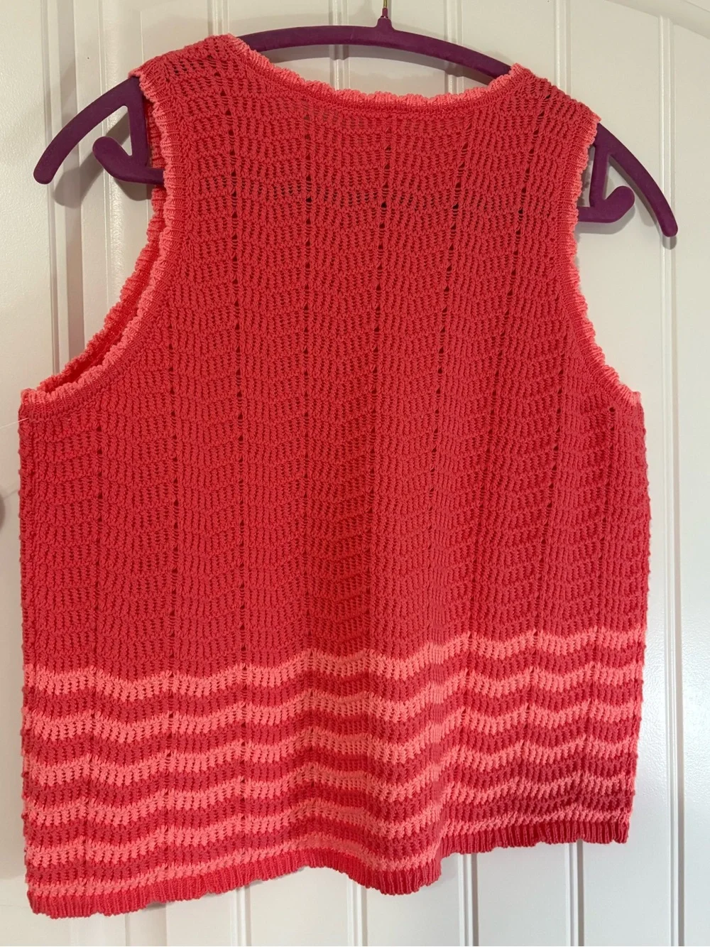 wonder nation Coral and Light Coral Crochet Tank Top